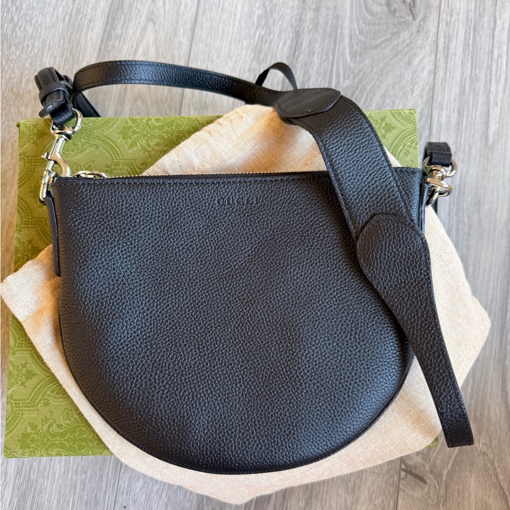 Gucci B Small Black Leather Crossbody Shoulder Bag